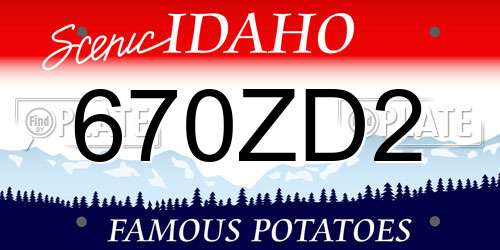 670ZD2 Idaho License Plate