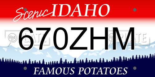 670ZHM Idaho License Plate