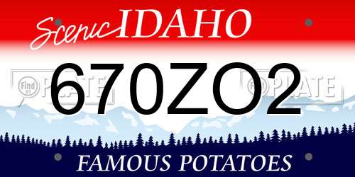 670ZO2 Idaho License Plate