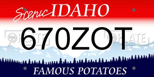 670ZOT Idaho License Plate