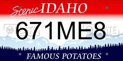 671ME8 Idaho License Plate
