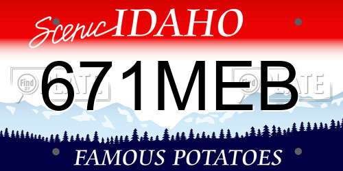 671MEB Idaho License Plate