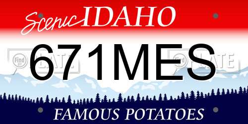 671MES Idaho License Plate