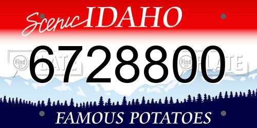 6728800 Idaho License Plate