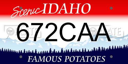 672CAA Idaho License Plate