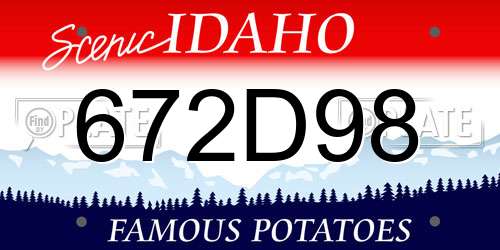 672D98 Idaho License Plate