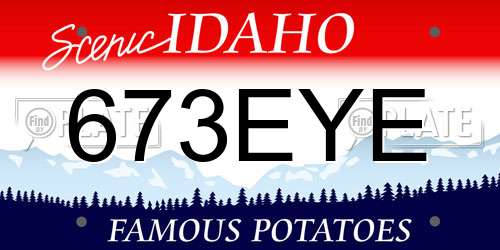 673EYE Idaho License Plate