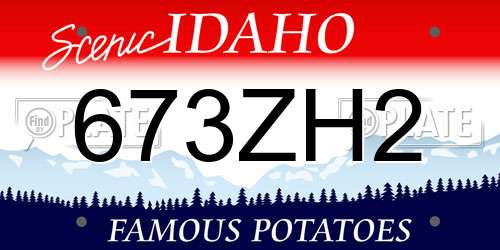 673ZH2 Idaho License Plate