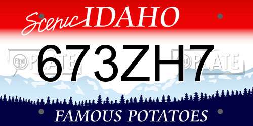 673ZH7 Idaho License Plate