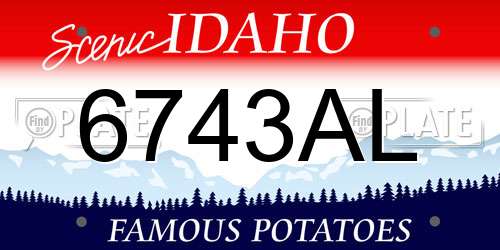 6743AL Idaho License Plate
