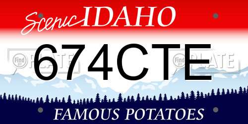 674CTE Idaho License Plate