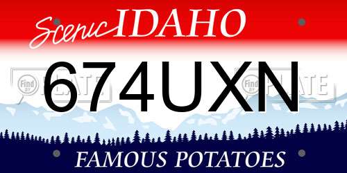 674UXN Idaho License Plate