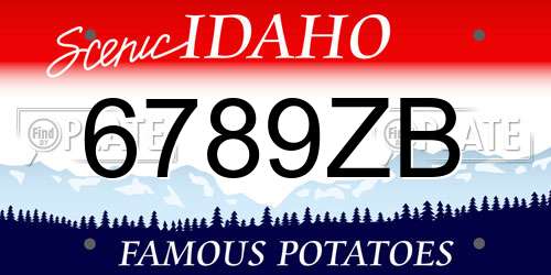 6789ZB Idaho License Plate