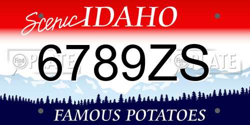 6789ZS Idaho License Plate