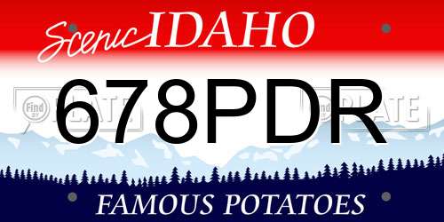 678PDR Idaho License Plate