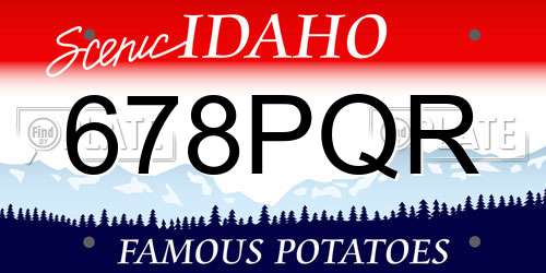 678PQR Idaho License Plate