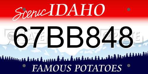 67BB848 Idaho License Plate