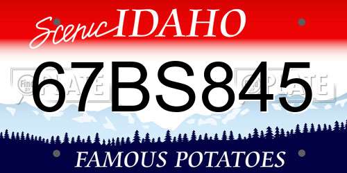 67BS845 Idaho License Plate