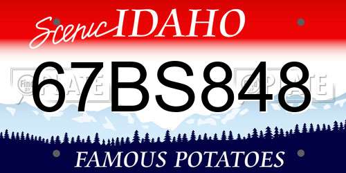 67BS848 Idaho License Plate