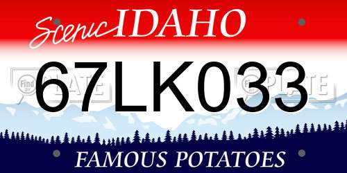 67LK033 Idaho License Plate