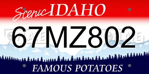 67MZ802 Idaho License Plate
