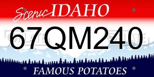 67QM240 Idaho License Plate