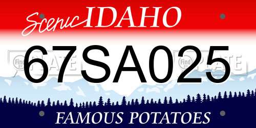 67SA025 Idaho License Plate