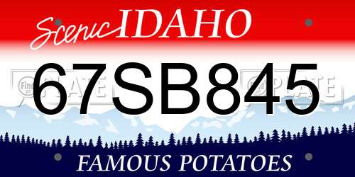 67SB845 Idaho License Plate