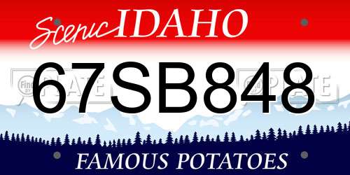 67SB848 Idaho License Plate