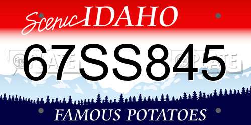 67SS845 Idaho License Plate