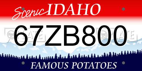 67ZB800 Idaho License Plate