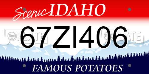 67ZI406 Idaho License Plate