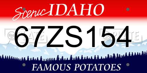67ZS154 Idaho License Plate