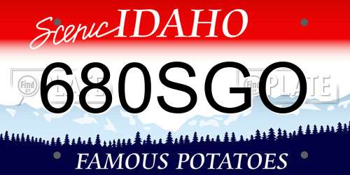 680SGO Idaho License Plate