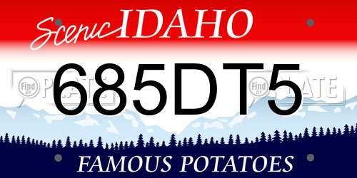 685DT5 Idaho License Plate