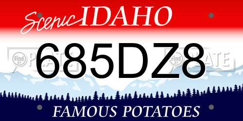 685DZ8 Idaho License Plate