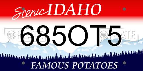 685OT5 Idaho License Plate