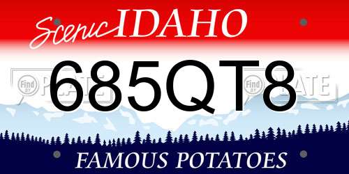 685QT8 Idaho License Plate