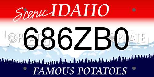 686ZB0 Idaho License Plate