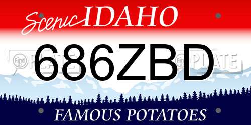686ZBD Idaho License Plate