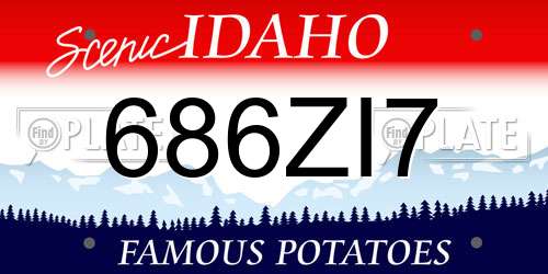 686ZI7 Idaho License Plate