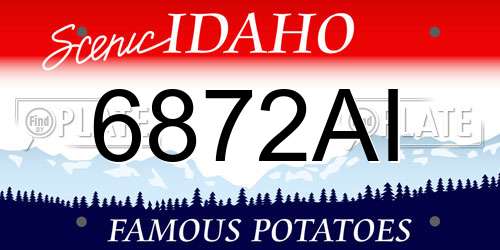 6872AI Idaho License Plate