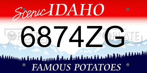 6874ZG Idaho License Plate
