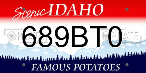 689BT0 Idaho License Plate