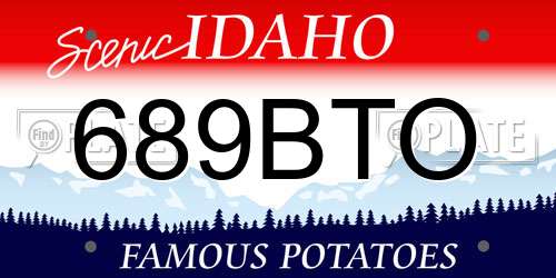 689BTO Idaho License Plate