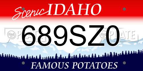 689SZ0 Idaho License Plate