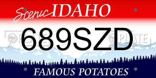 689SZD Idaho License Plate