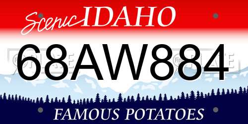 68AW884 Idaho License Plate