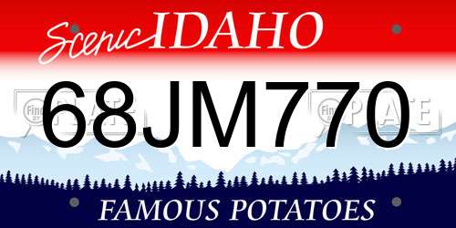 68JM770 Idaho License Plate