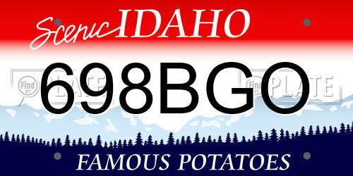 698BGO Idaho License Plate